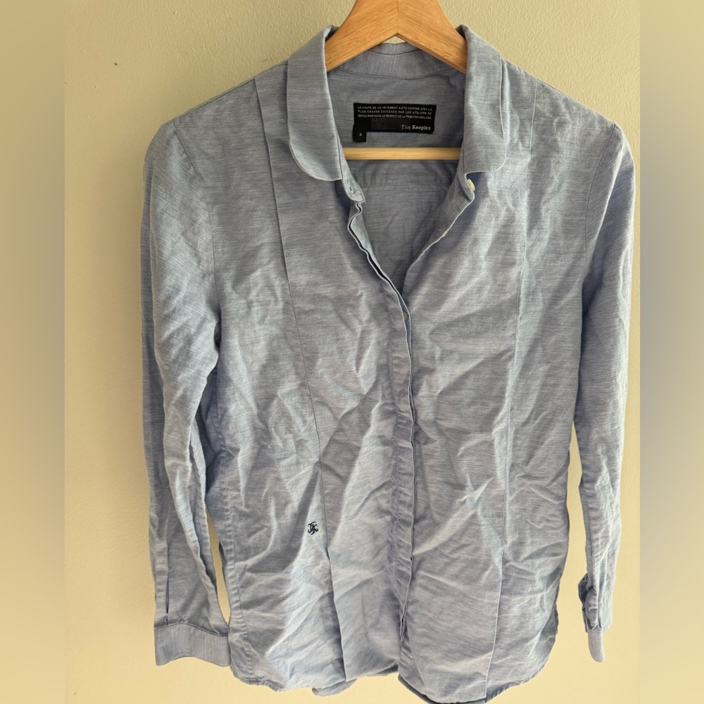 Kooples Light Blue Rounded Collar Button-Up Shirt